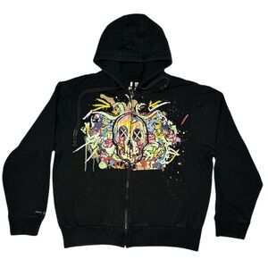 Marc Ecko "Skull Splatter" Zip-Up Hoodie - Size XL